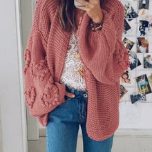 Load image into Gallery viewer, Oversized Crochet Knitted Hearts Cardigan
