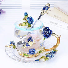Load image into Gallery viewer, Enamel Floral Creative Heat-Resistant Coffee /Tea Cup Glass - Pretty Fashionation
