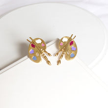 Load image into Gallery viewer, Unique Artist Palette Gold Stud Earrings - Pretty Fashionation

