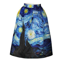 Load image into Gallery viewer, Vintage High Waist Van Gogh Starry Night Skirt - Pretty Fashionation

