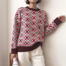 Load image into Gallery viewer, Vintage Multicolored Jacquard Knit Sweater
