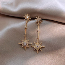 Load image into Gallery viewer, Celestial Holly Star Crystal Long Earrings - Pretty Fashionation
