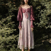 Load image into Gallery viewer, Vintage Lace Floral Velvet French Romantic Style Dress
