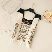 Load image into Gallery viewer, Bohemian Flower Embroidery Sleeveless Ruffles Blouse - Pretty Fashionation
