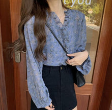 Load image into Gallery viewer, Vintage Sweet Floral Chiffon Ruffles Blouse - Pretty Fashionation
