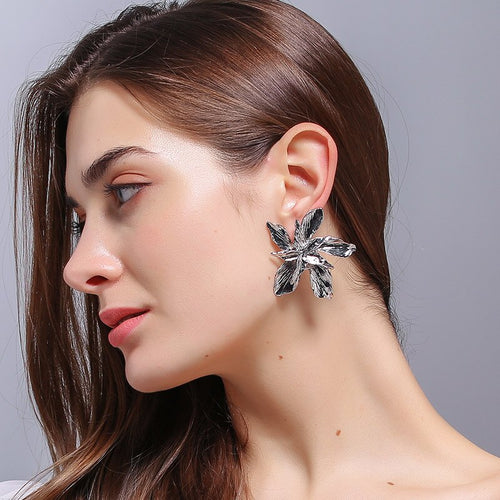 Big Flower Statement Studs Earrings - Pretty Fashionation