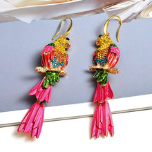 Load image into Gallery viewer, Colorful Parrot Crystals Statement Drop Earrings - Pretty Fashionation
