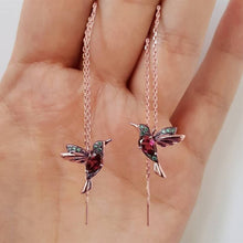 Load image into Gallery viewer, Gold-plated Hummingbird Crystal Drop Tassel Earrings - Pretty Fashionation
