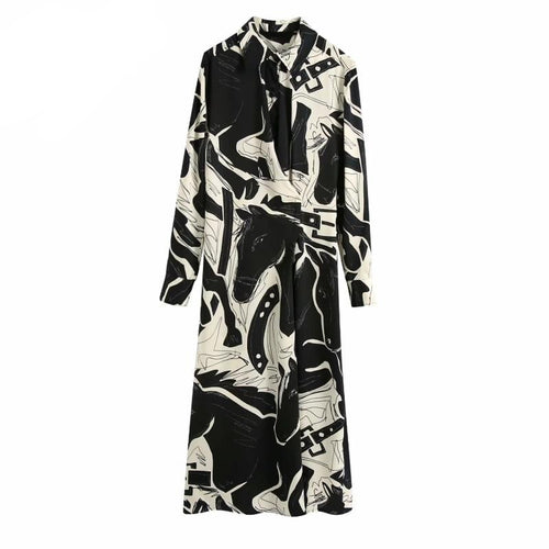 Vintage Equestrian Horse Contrast Graffiti Kimono Dress - Pretty Fashionation