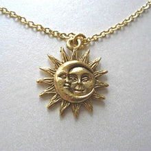 Load image into Gallery viewer, Dainty Gold/Silver Sun and Moon Charm Pendant Necklace - Pretty Fashionation

