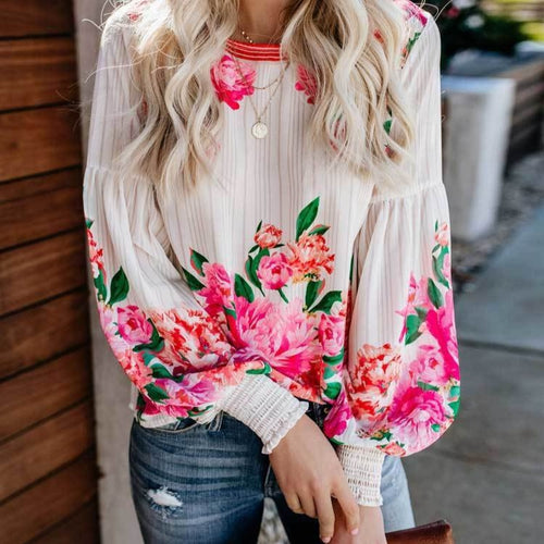 Boho Rose Floral Chiffon Blouse - Pretty Fashionation