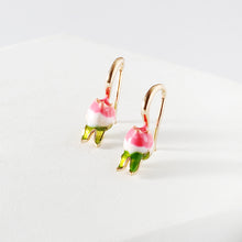Load image into Gallery viewer, Vintage Gold Pink Tulip Flower Earrings - Pretty Fashionation
