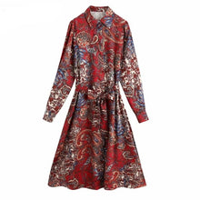 Load image into Gallery viewer, Vintage Totem Flower Bow Tied Sashes Shirt Dress - Pretty Fashionation
