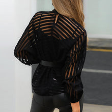 Load image into Gallery viewer, Glam Black Mesh Sheer Hollow Out Blouse
