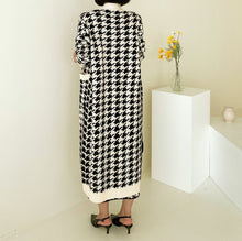Load image into Gallery viewer, Vintage Houndstooth Knitted Dress Cardigan Set
