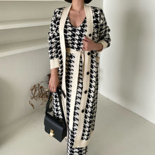 Load image into Gallery viewer, Vintage Houndstooth Knitted Dress Cardigan Set

