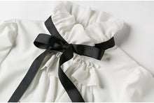 Load image into Gallery viewer, White Chiffon Butterfly Sleeve Ruffles Bow Blouse - Pretty Fashionation
