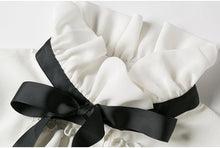 Load image into Gallery viewer, White Chiffon Butterfly Sleeve Ruffles Bow Blouse - Pretty Fashionation
