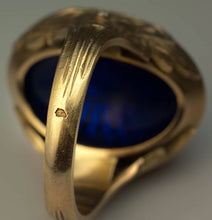 Load image into Gallery viewer, Vintage Gothic Renaissance Pearl Blue Enamel Ring
