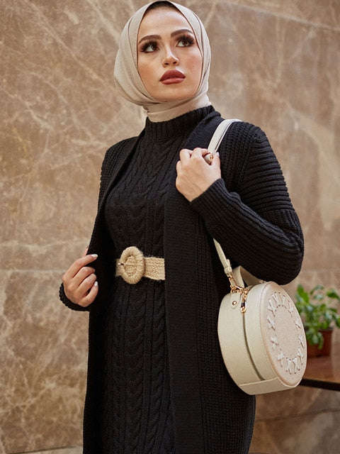 2 Piece Modest Knit Dress and Long Cardigan Set | Pretty Fashionation 2 Piece Modest Knit Dress and Long Cardigan Set | Pretty Fashionation