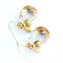 Load image into Gallery viewer, Crystal Clear Bumblebee Honey Drop Bee Earrings - Pretty Fashionation
