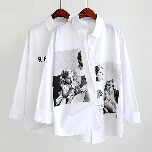 Streetwear Loose Monochrome White Shirt - Pretty Fashionation