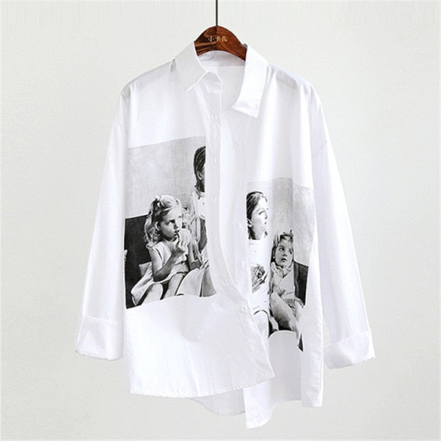 Streetwear Loose Monochrome White Shirt - Pretty Fashionation