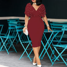 Load image into Gallery viewer, Cap-Sleeve Studded Bodycon Midi Dress - Pretty Fashionation
