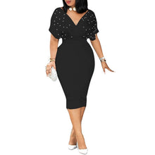 Load image into Gallery viewer, Cap-Sleeve Studded Bodycon Midi Dress - Pretty Fashionation
