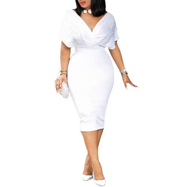 Cap-Sleeve Studded Bodycon Midi Dress – Pretty Fashionation