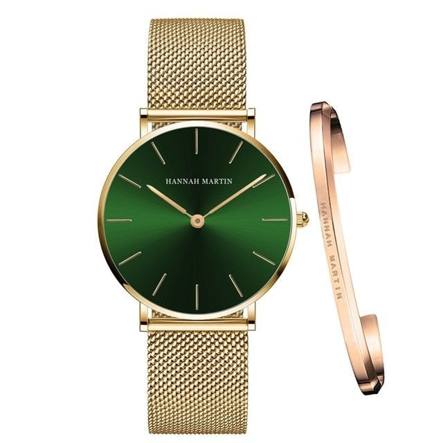 Kelly Green Gold Watch Bracelet Set