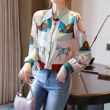 Load image into Gallery viewer, Vintage Classic British Horse Patchwork Blouse

