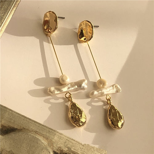 Retro Natural Pearl Long Drop Earrings - Pretty Fashionation