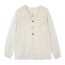 Load image into Gallery viewer, Vintage Chiffon Lace French Peter Pan Collar Blouse - Pretty Fashionation
