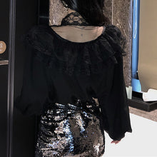 Load image into Gallery viewer, Lace Stitching Ruffles Blouse Shirt - Pretty Fashionation
