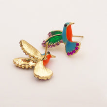 Load image into Gallery viewer, Colored Cz Crystal Hummingbirds Studs Earrings - Pretty Fashionation

