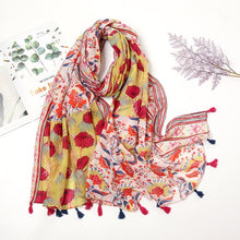Load image into Gallery viewer, Floral Tassel Shawl Wrap Pashmina Scarf
