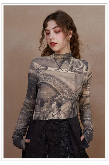 Gothic Artsy Renaissance Painting Skin Top - Pretty Fashionation
