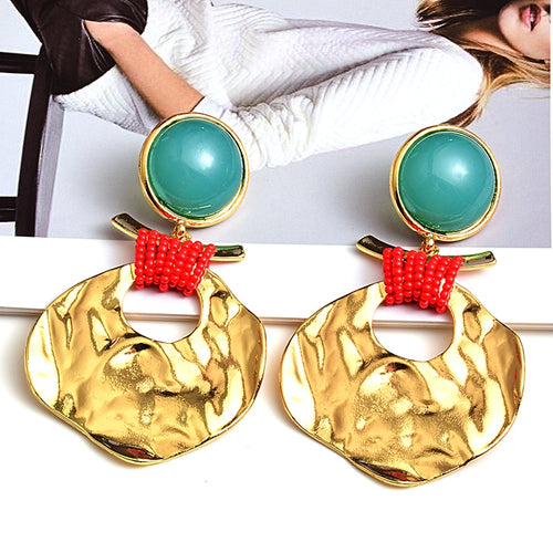 Handmade Irregular Beads Gold Earrings - Pretty Fashionation