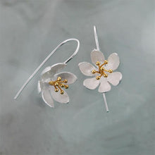 Load image into Gallery viewer, Silver Gold Water Lily Flower Hooks Earrings - Pretty Fashionation
