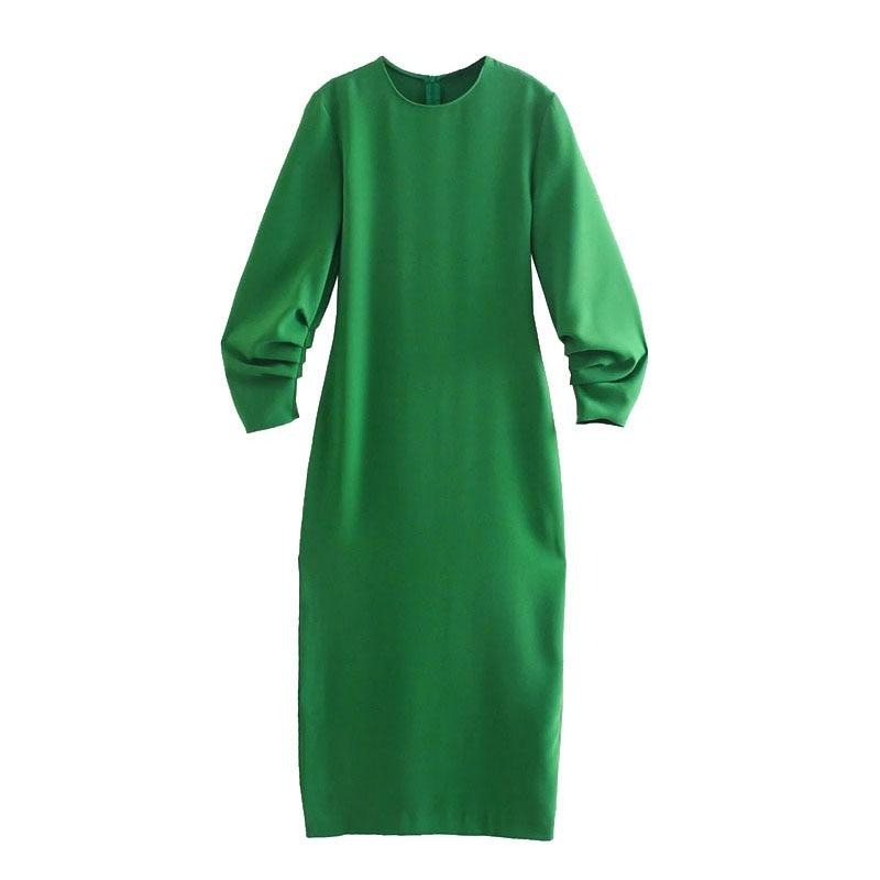 Vintage Chic Green Midi Dress - Pretty Fashionation