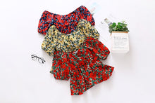 Load image into Gallery viewer, Floral High Waist Puff Sleeves Ruffles Blouse - Pretty Fashionation
