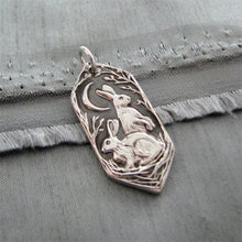 Load image into Gallery viewer, Alice Wonderland Silver Rabbit Hares Pendant Necklace

