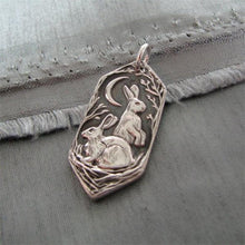 Load image into Gallery viewer, Alice Wonderland Silver Rabbit Hares Pendant Necklace
