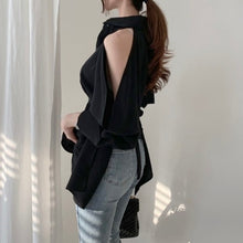 Load image into Gallery viewer, Hollow Out Tie-Waist Shirt Blouse - Pretty Fashionation
