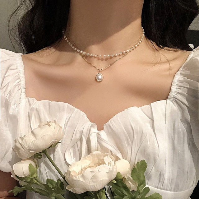 Vintage Multi-Layer Pearl Choker Necklaces - Pretty Fashionation