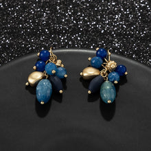 Load image into Gallery viewer, Vintage Bohemian Blue Matte Gold Natural Stone Drop Earrings - Pretty Fashionation
