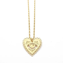 Load image into Gallery viewer, Sacred Heart Evil Eye Charm Pendant Necklace - Pretty Fashionation
