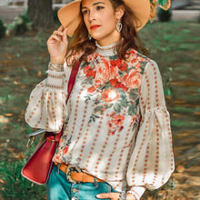 Load image into Gallery viewer, Boho Rose Floral Chiffon Blouse - Pretty Fashionation
