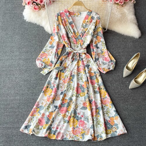 Vintage Floral Puff Sleeve Maxi Dress - Pretty Fashionation